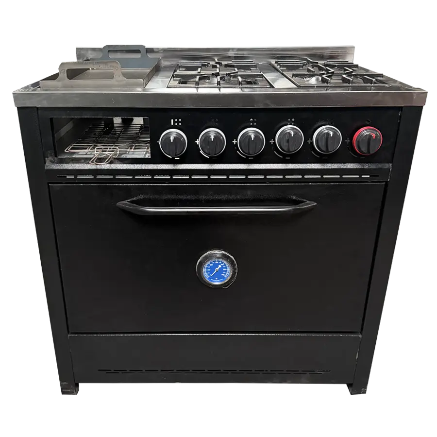 Cocina Slim Color 90cm 4 hornallas + Plancha + Tostador